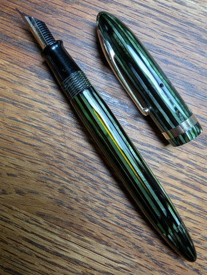 1938-41 Marine Green Sheaffer Balance Statesman - Vacuum-Fil - medium-broad point