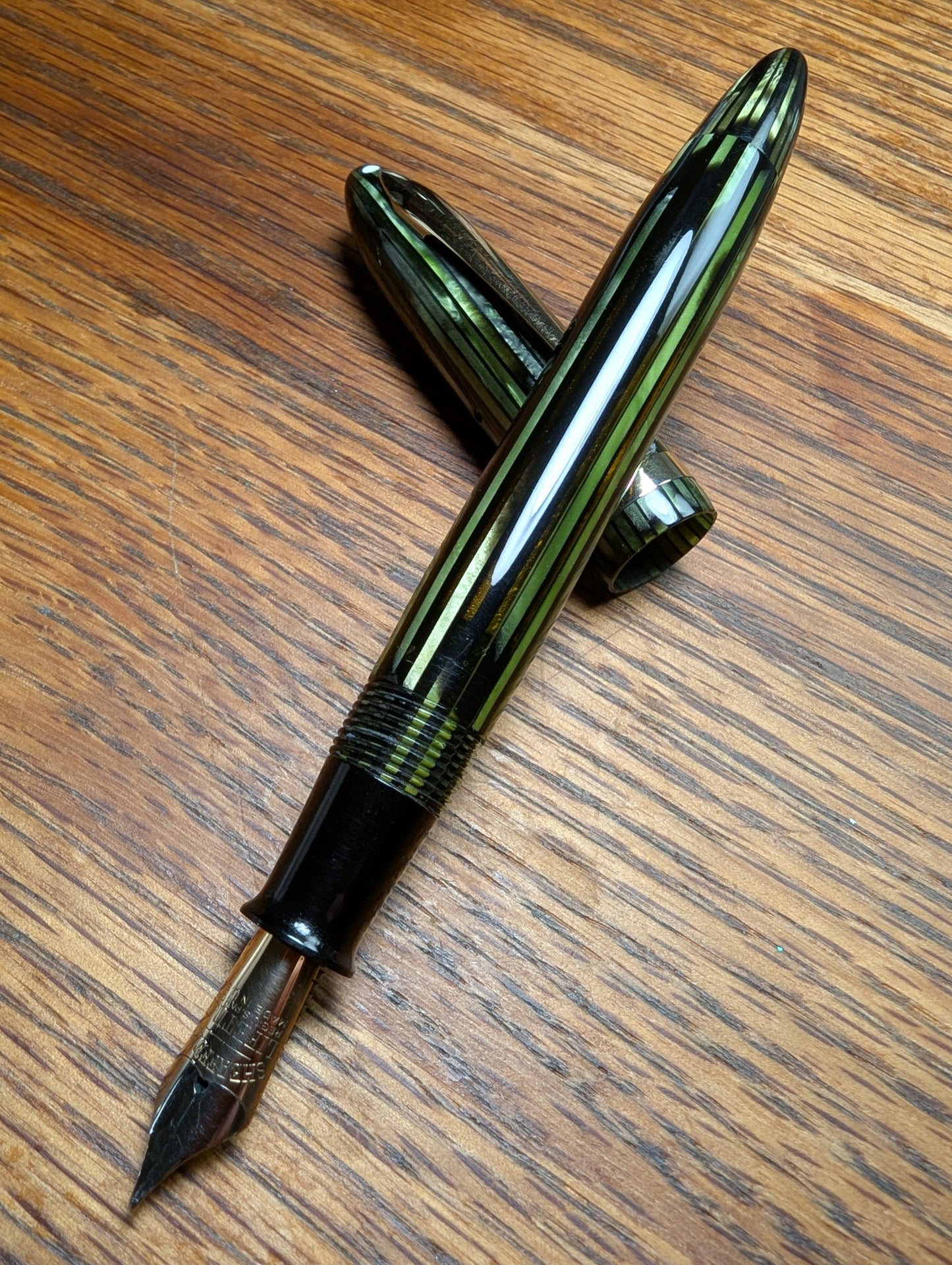 1938-41 Marine Green Sheaffer Balance Statesman - Vacuum-Fil - medium-broad point