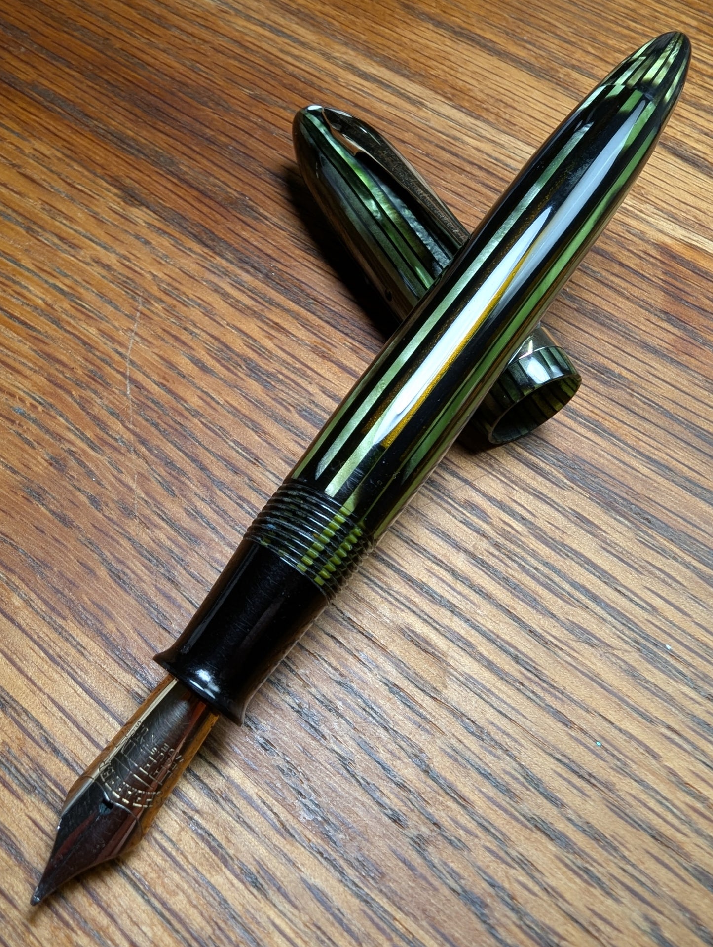 1938-41 Marine Green Sheaffer Balance Statesman - Vacuum-Fil - medium-broad point