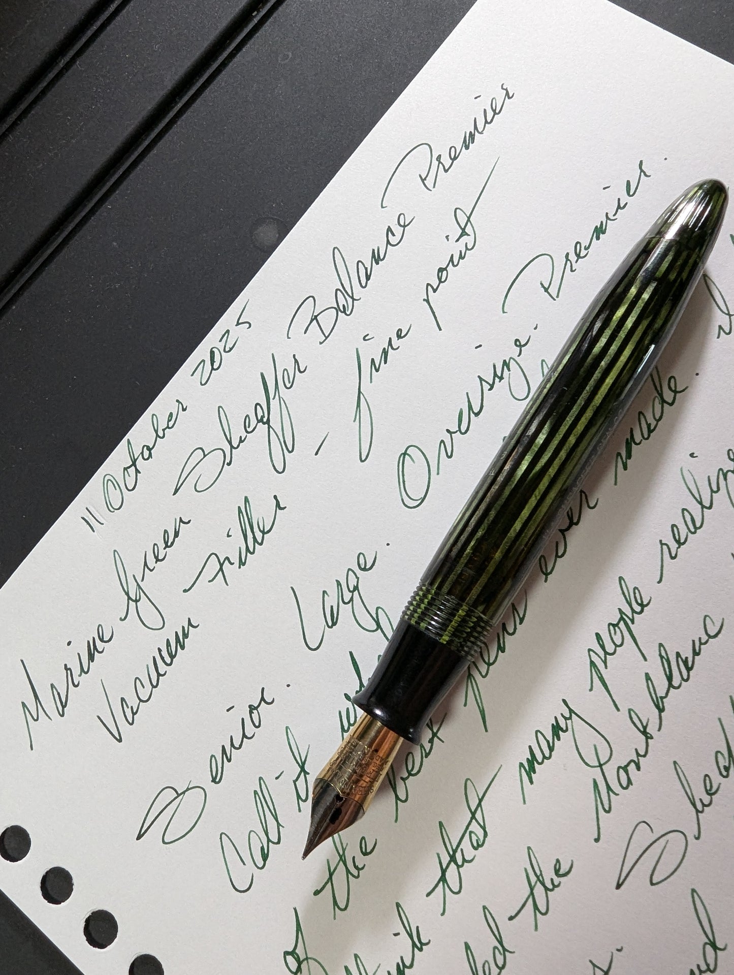 Marine Green Sheaffer Balance Premier (OS) pen & pencil - Vacuum-fil - fine point