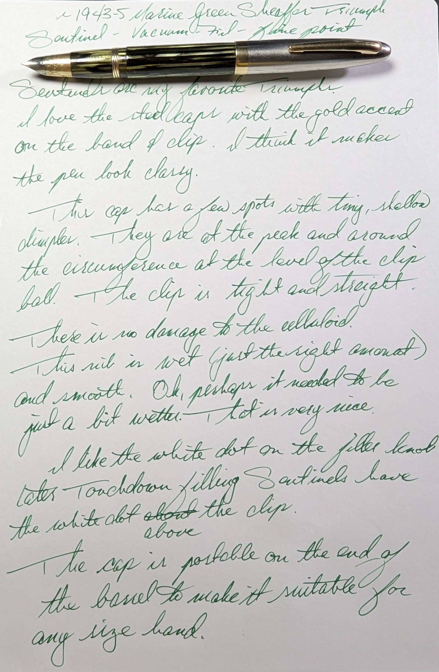 1943-5 Gray Pearl Sheaffer Triumph Sentinel fountain pen - fine nib