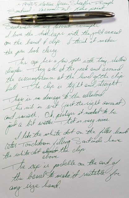 1943-5 Gray Pearl Sheaffer Triumph Sentinel fountain pen - fine nib