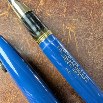 1948 Persian blue Sheaffer Triumph Tuckaway Valiant - extra-fine point