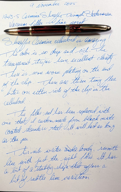 1943-5 Carmine Sheaffer Triumph Statesman - fine point