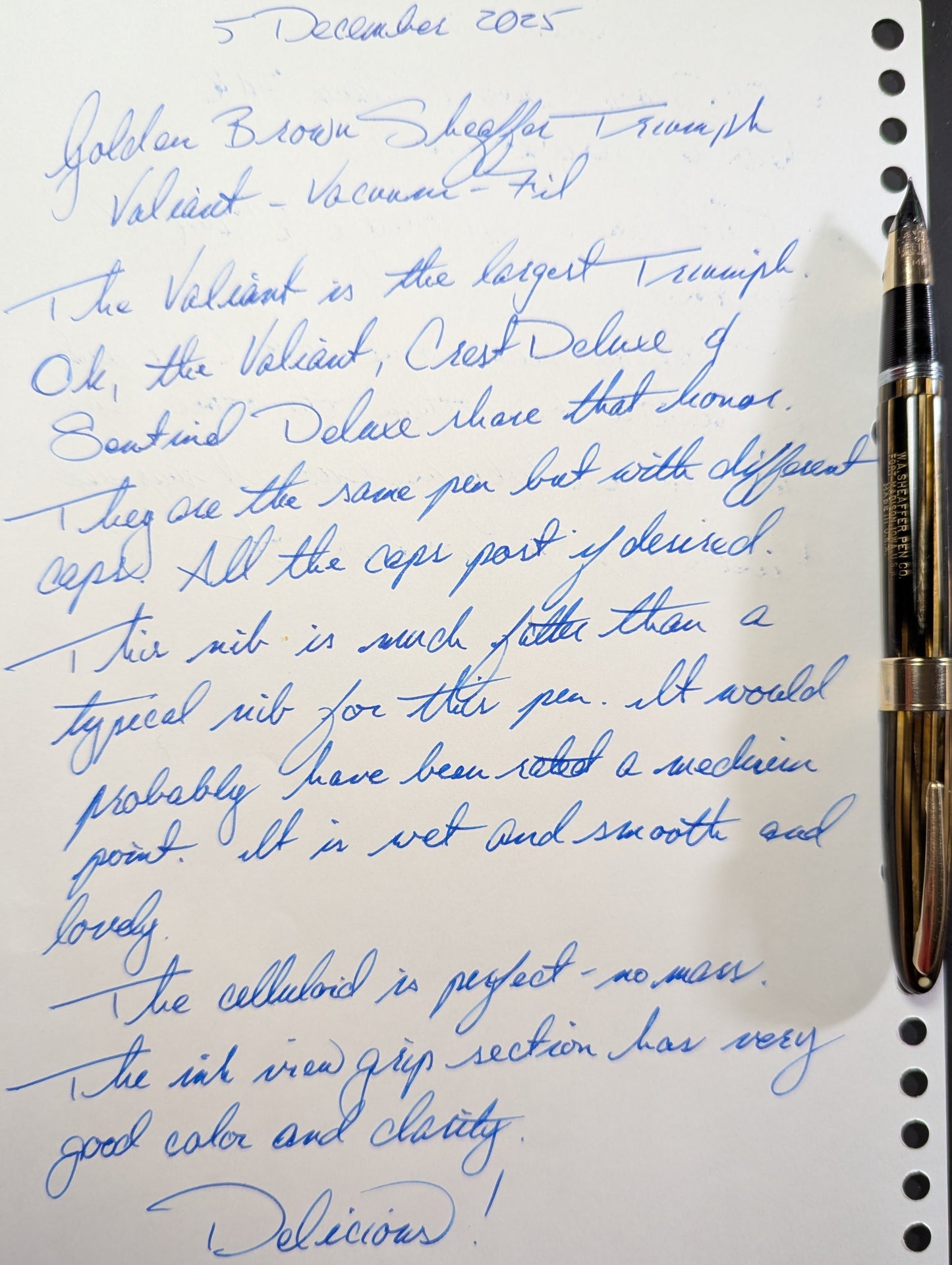 ~1946-7 Golden Brown Sheaffer Triumph Valiant - Vacuum-Fil - medium point