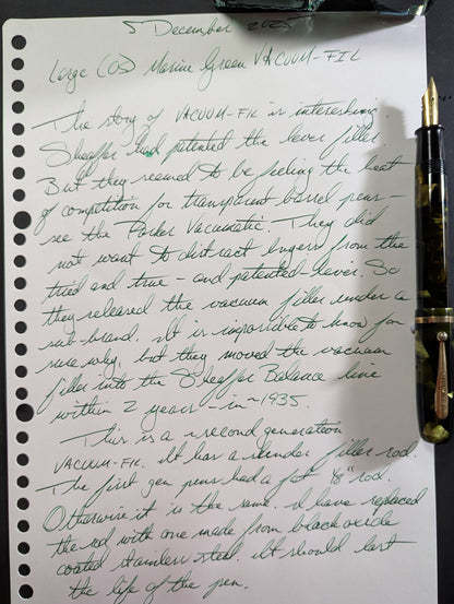 ~1934-5 Large (Oversize) Marine Green VACUUM-FIL