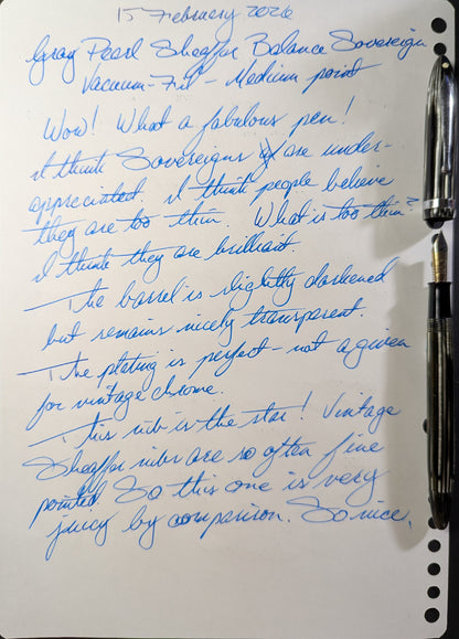 ~1936-7 Gray Pearl Sheaffer Balance Sovereign Fountain Pen - medium point