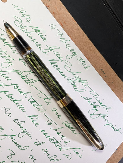 ~1947 Marine Green Sheaffer Triumph Statesman - stubby fine point
