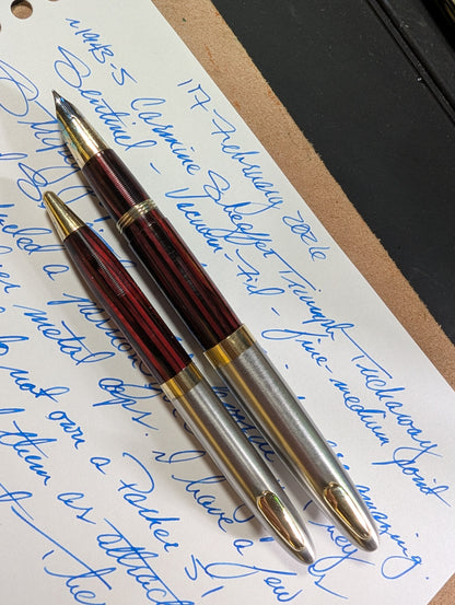 ~1943 Carmine Sheaffer Tuckaway Sentinel fountain pen & pencil - fine-mediun point