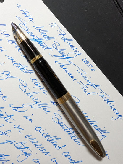 1948 Black Sheaffer Tuckaway Sentinel Deluxe - Vacuum-Fil - fine point