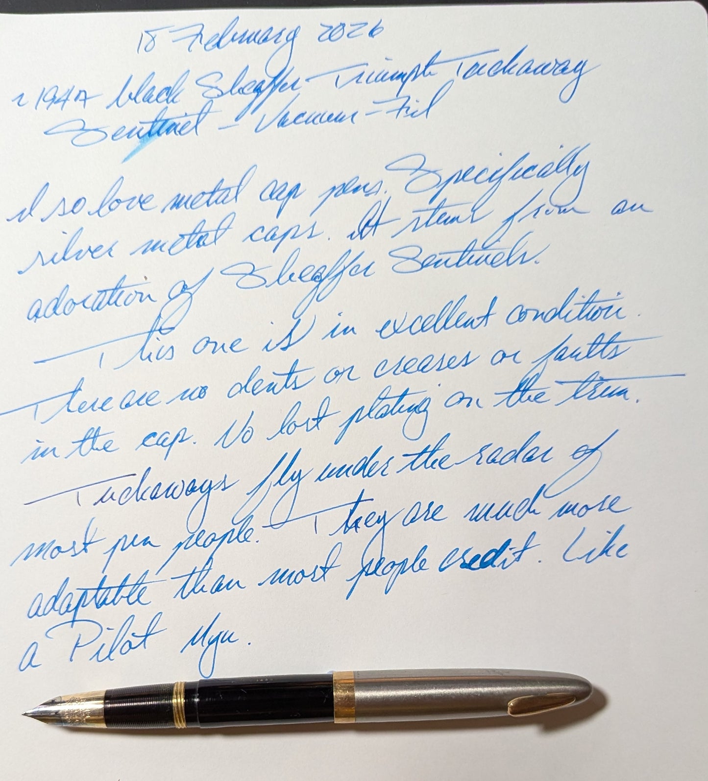 1948 Black Sheaffer Tuckaway Sentinel Deluxe - Vacuum-Fil - fine point