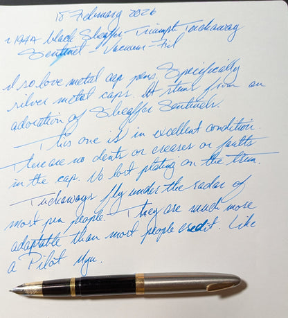 1948 Black Sheaffer Tuckaway Sentinel Deluxe - Vacuum-Fil - fine point
