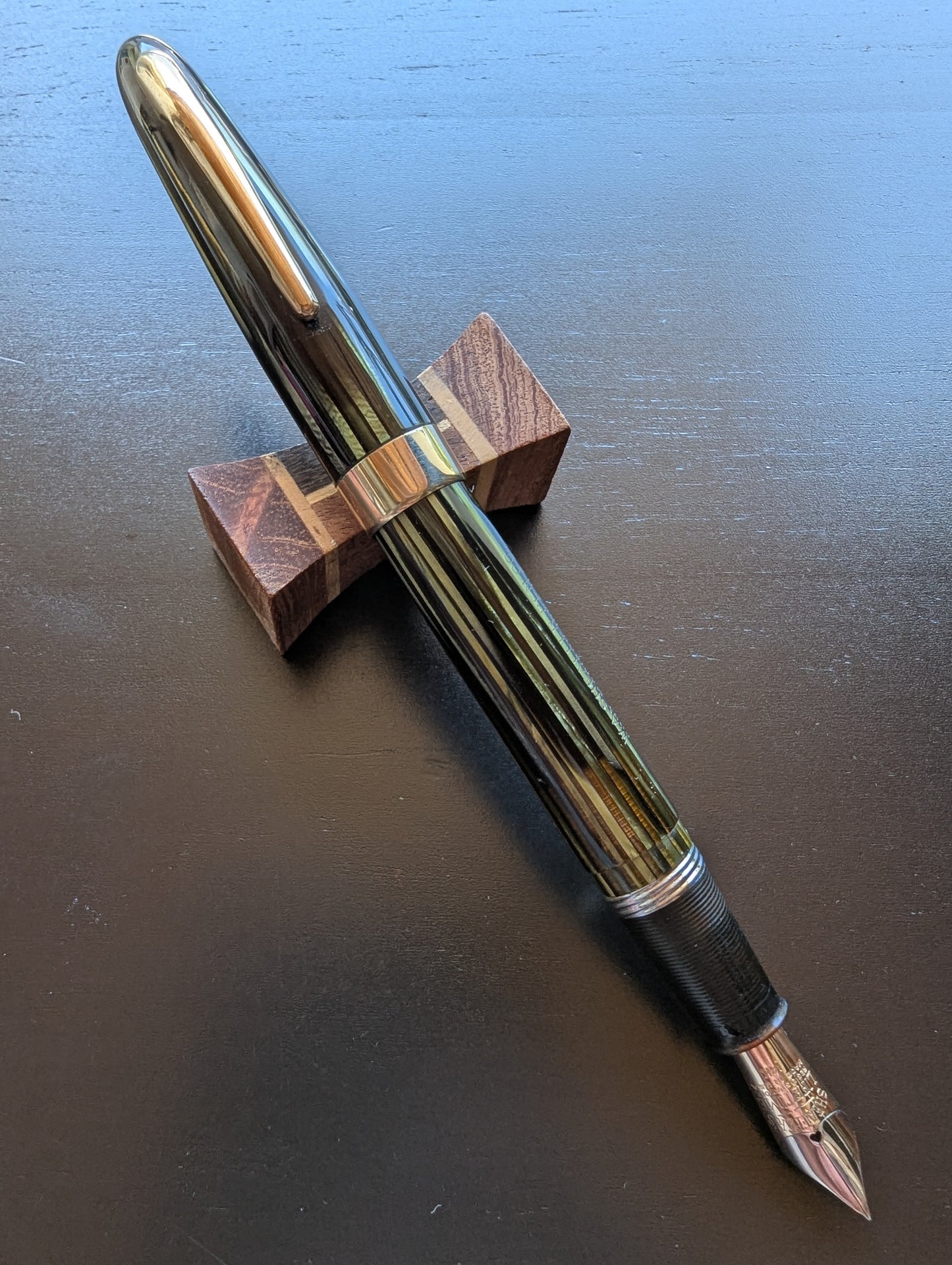 1947 Marine Green Sheaffer Sovereign fountain pen - Vacuum-Fil - stubby fine point