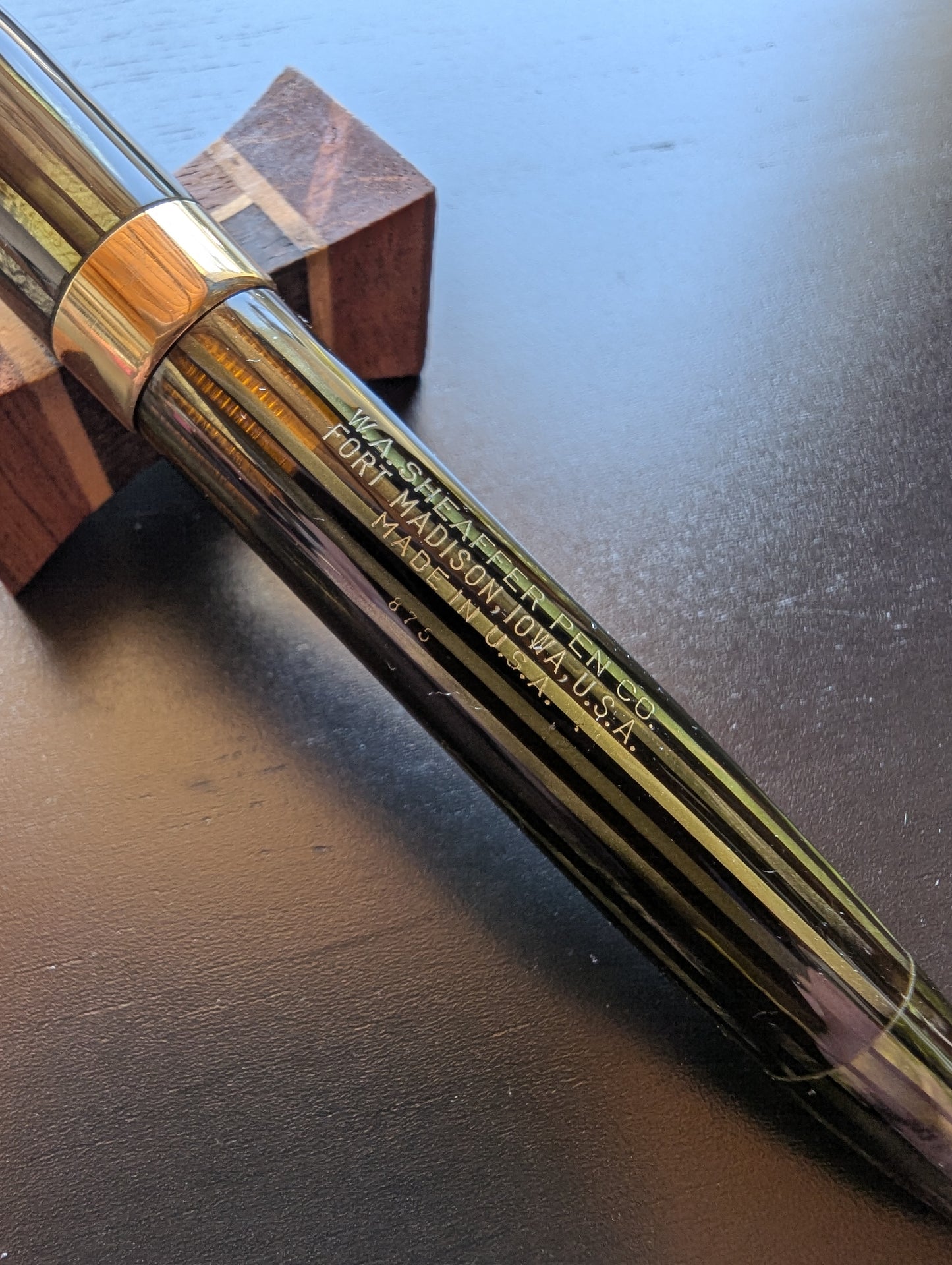 1947 Marine Green Sheaffer Sovereign fountain pen - Vacuum-Fil - stubby fine point