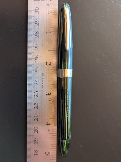 1947 Marine Green Sheaffer Sovereign fountain pen - Vacuum-Fil - stubby fine point