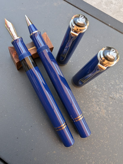 2003 Pelikan Dark Blue M605 fountain pen and R605 rollerball