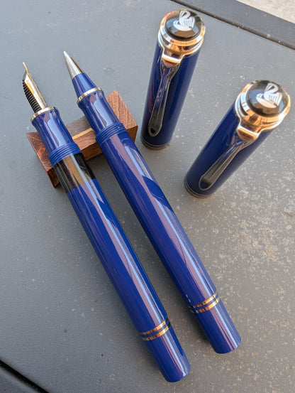 2003 Pelikan Dark Blue M605 fountain pen and R605 rollerball