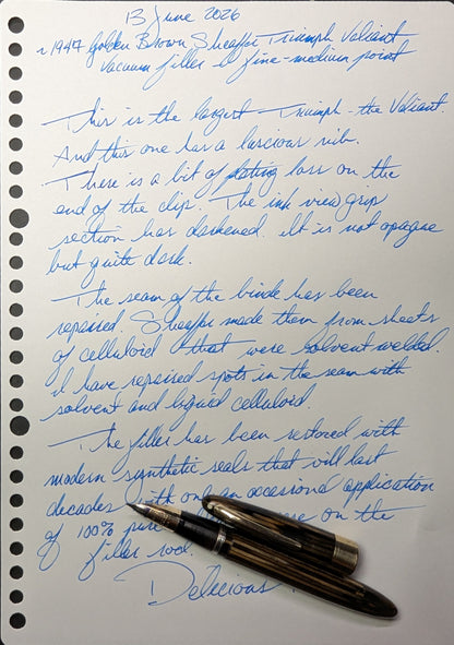 ~1947 Golden Brown Sheaffer Triumph Valiant - fine-medium point