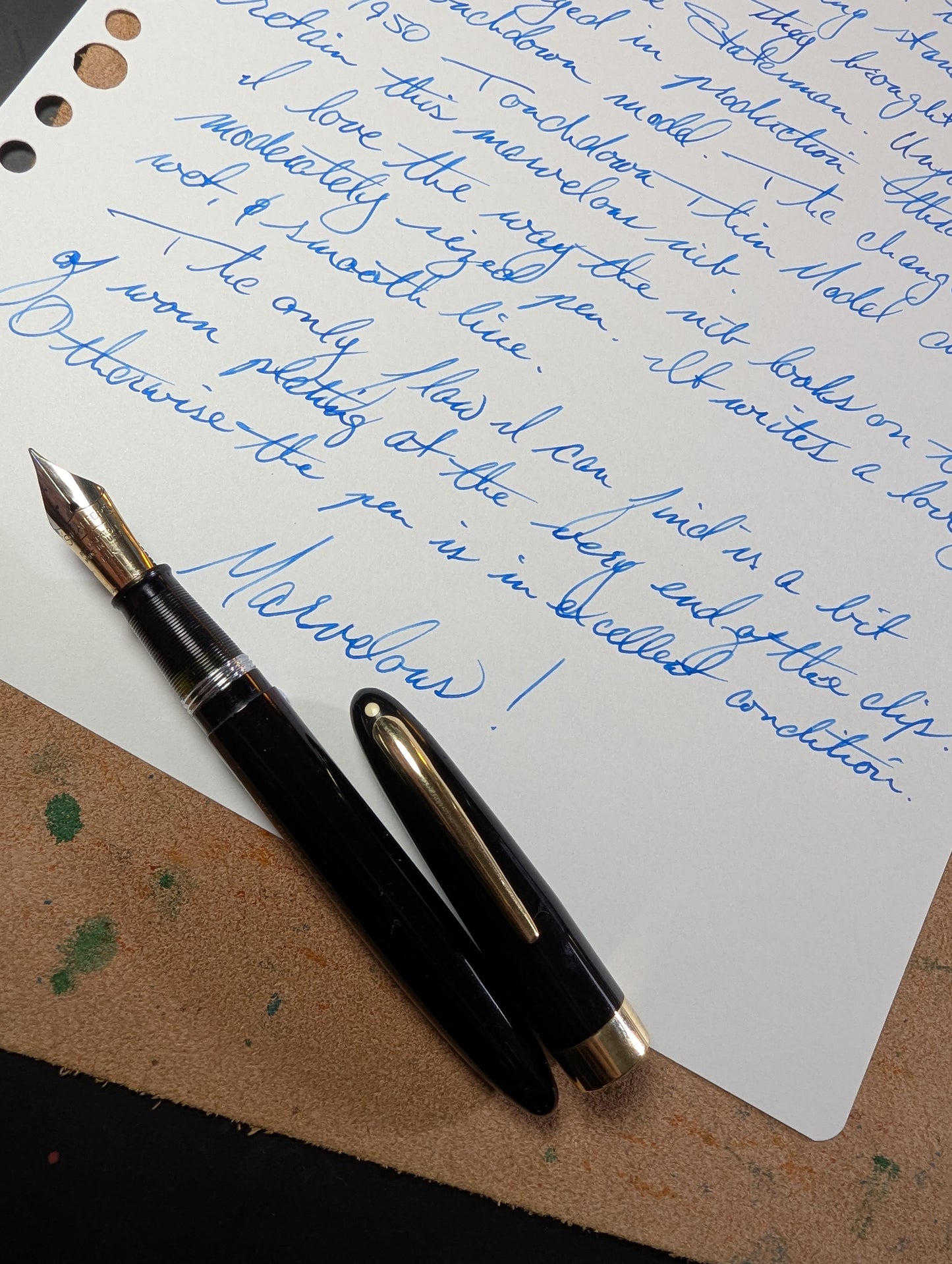 1948 Black Sheaffer Statesman - Vacuum-Fil - Fine+ Golden Spade nib