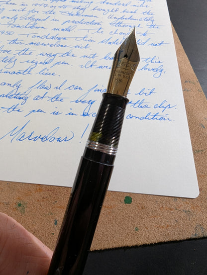 1948 Black Sheaffer Statesman - Vacuum-Fil - Fine+ Golden Spade nib