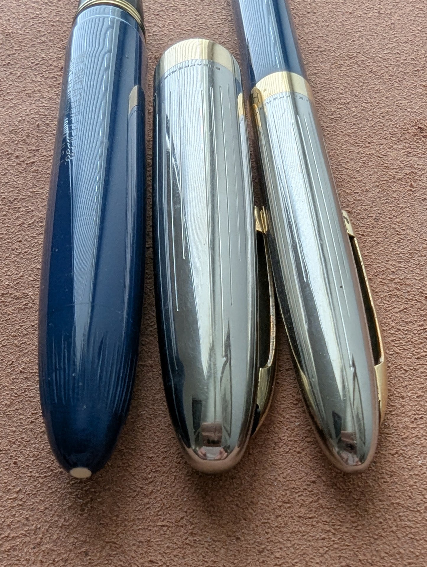 1948 Persian Blue Sheaffer Triumph Sentinel Deluxe fountain pen & pencil - fine point