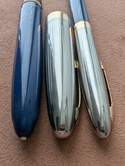 1948 Persian Blue Sheaffer Triumph Sentinel Deluxe fountain pen & pencil - fine point