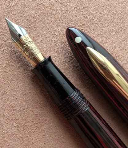 ~1941 Carmine Sheaffer Balance Sovereign Fountain Pen - fine-medium point