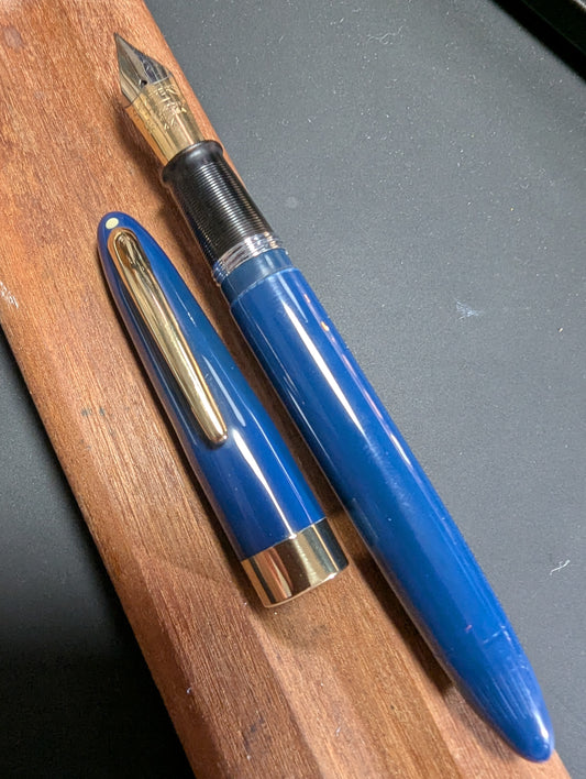 1948 Persian Blue Sheaffer Statesman - Vacuum-Fil - Fine Golden Spade nib