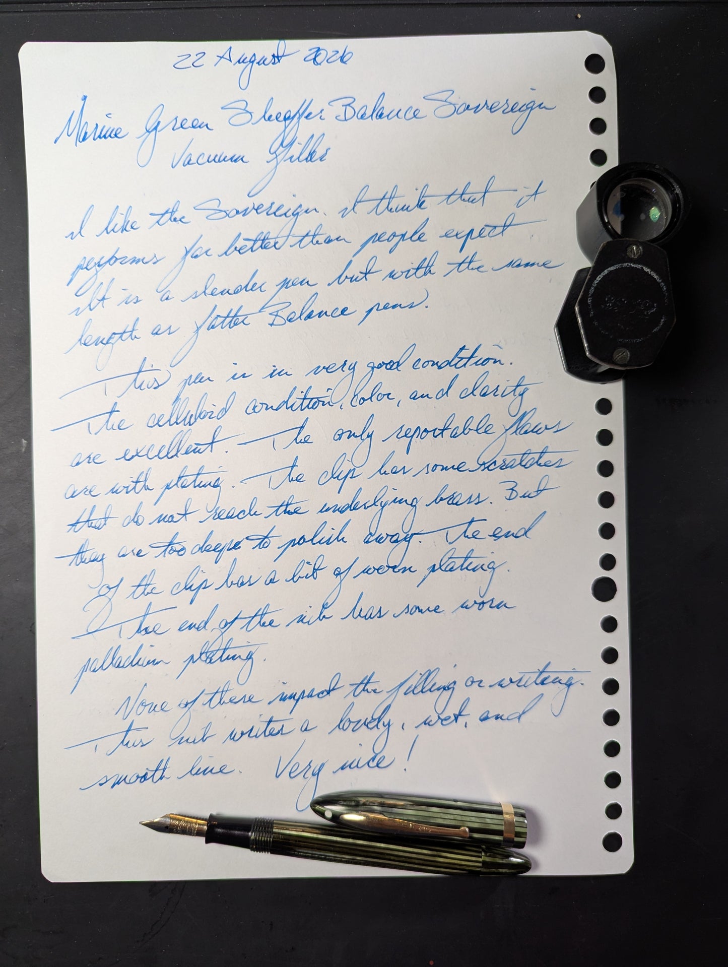 Marine Green Sheaffer Balance Sovereign Fountain Pen - fine point