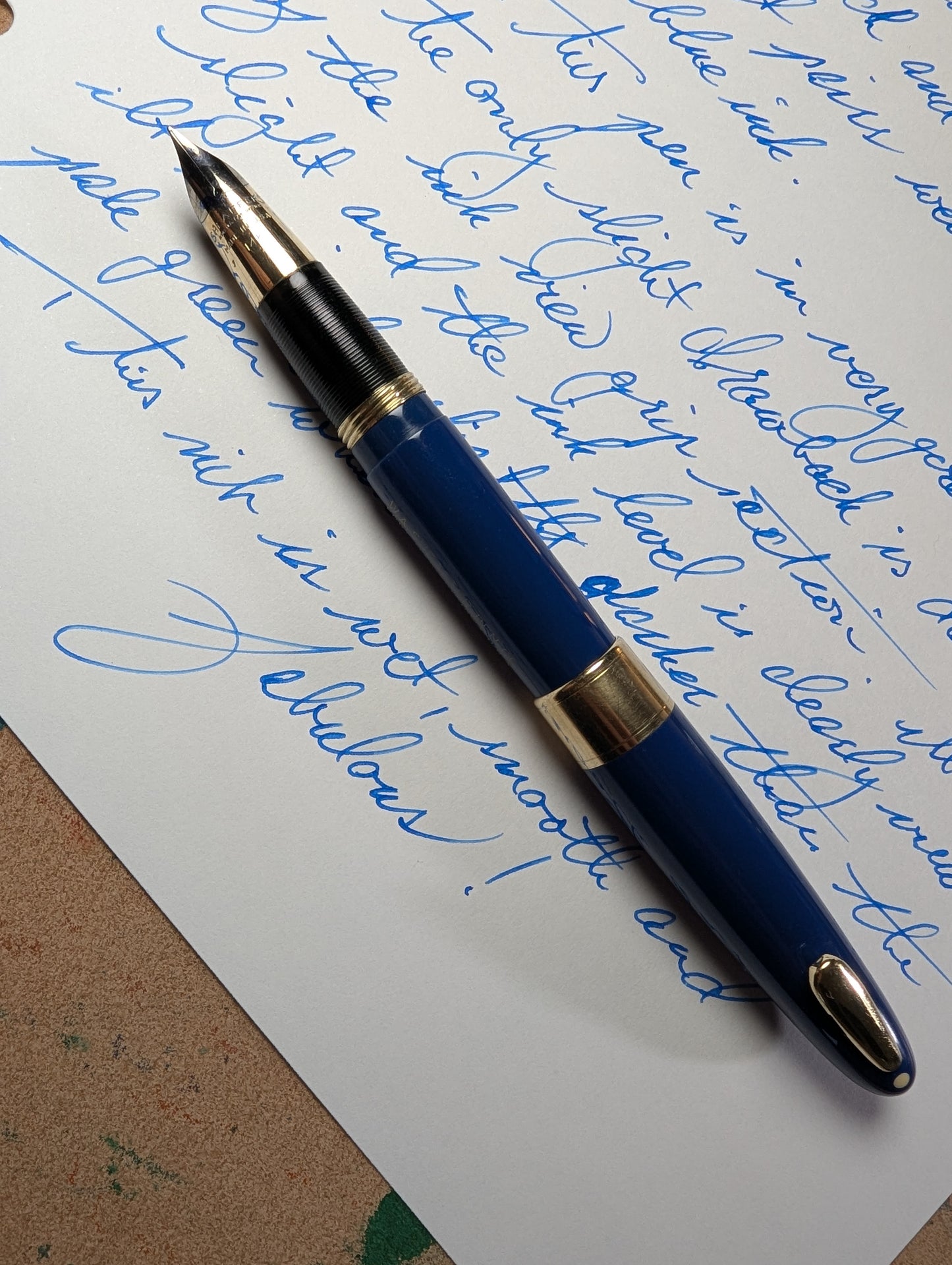 1948 Persian blue Sheaffer Tuckaway Valiant Deluxe - Vacuum-Fil - fine point