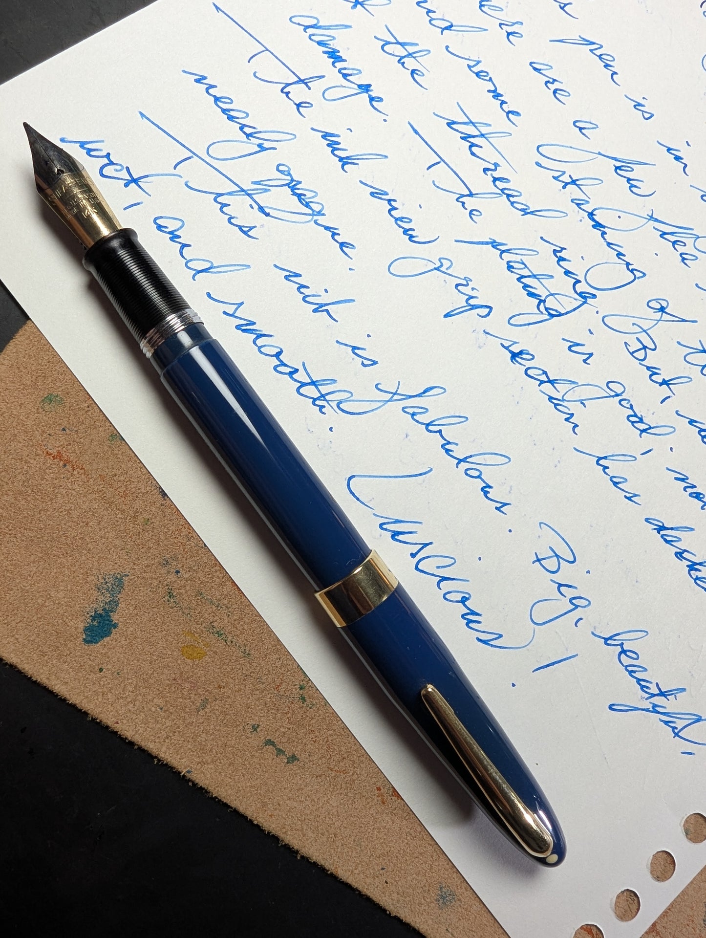 1948 Persian Blue Sheaffer Statesman - Vacuum-Fil - Fine Golden Spade nib