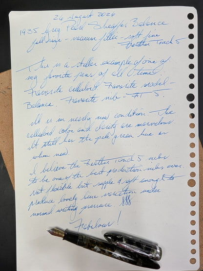 1935 Grey Pearl Sheaffer Balance Feather Touch 5 - soft fine point