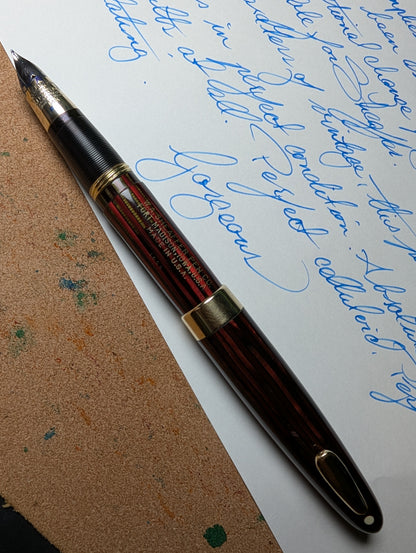 ~1947 Carmine Sheaffer Tuckaway Statesman fountain pen - fine point