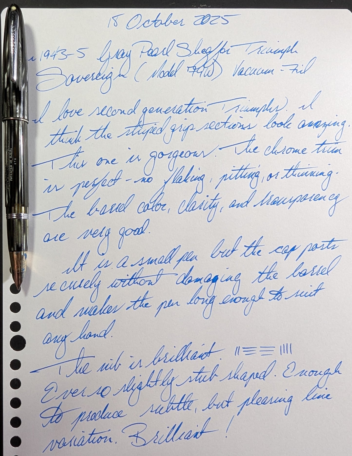 1943-5 Gray Pearl Sheaffer Triumph Sovereign - fine point