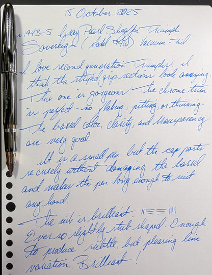 1943-5 Gray Pearl Sheaffer Triumph Sovereign - fine point