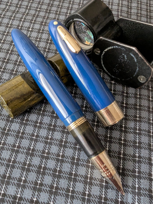 1948 Persian blue Sheaffer Tuckaway Valiant Deluxe - Vacuum-Fil - fine point