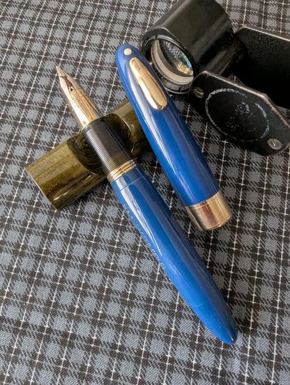 1948 Persian blue Sheaffer Tuckaway Valiant Deluxe - Vacuum-Fil - fine point