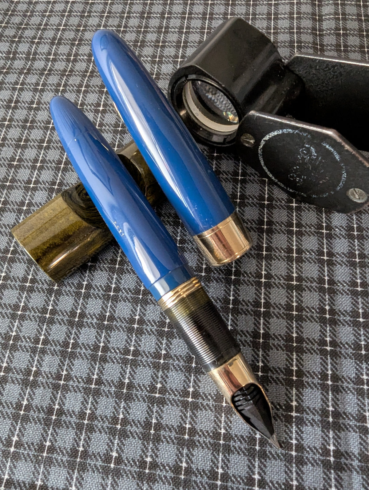 1948 Persian blue Sheaffer Tuckaway Valiant Deluxe - Vacuum-Fil - fine point