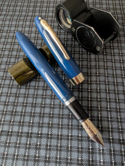 1948 Persian Blue Sheaffer Statesman - Vacuum-Fil - Fine Golden Spade nib