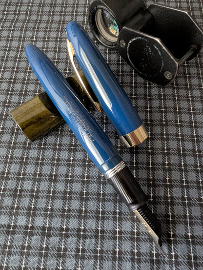 1948 Persian Blue Sheaffer Statesman - Vacuum-Fil - Fine Golden Spade nib