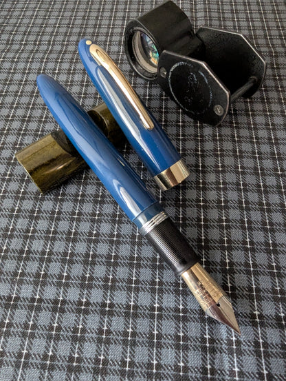 1948 Persian Blue Sheaffer Statesman - Vacuum-Fil - Fine Golden Spade nib