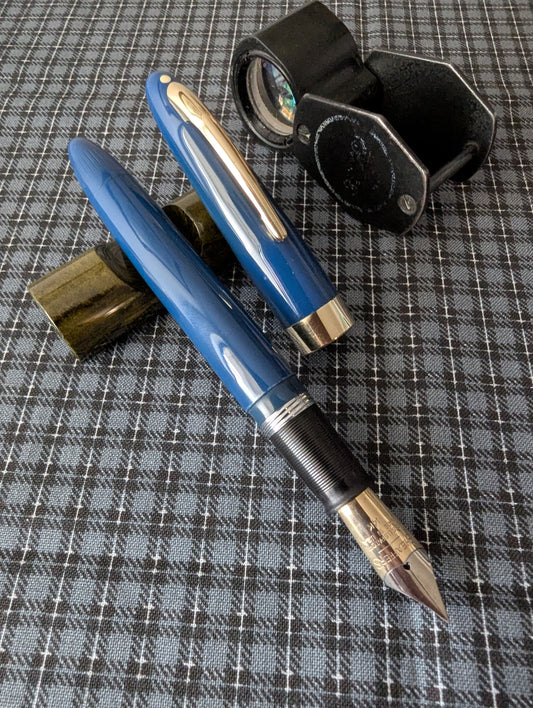 1948 Persian Blue Sheaffer Statesman - Vacuum-Fil - Fine Golden Spade nib