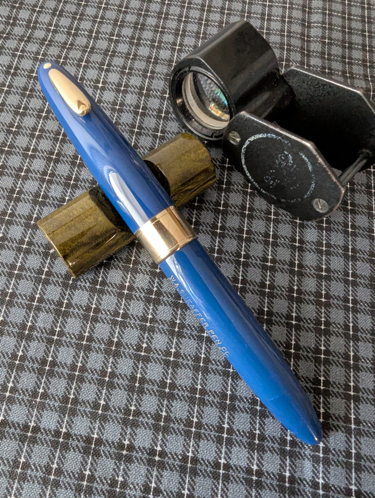 1948 Persian blue Sheaffer Tuckaway Valiant Deluxe - Vacuum-Fil - fine point