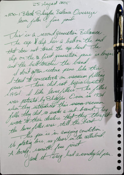 1930-1 Black Sheaffer Balance "Premier"  pen - lever filler - Fine point