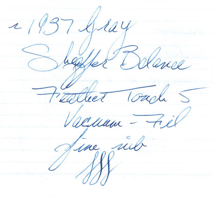 ~1937 Gray Sheaffer Balance Standard Size - fine Feather Touch 5 nib - Vacuum-Fil