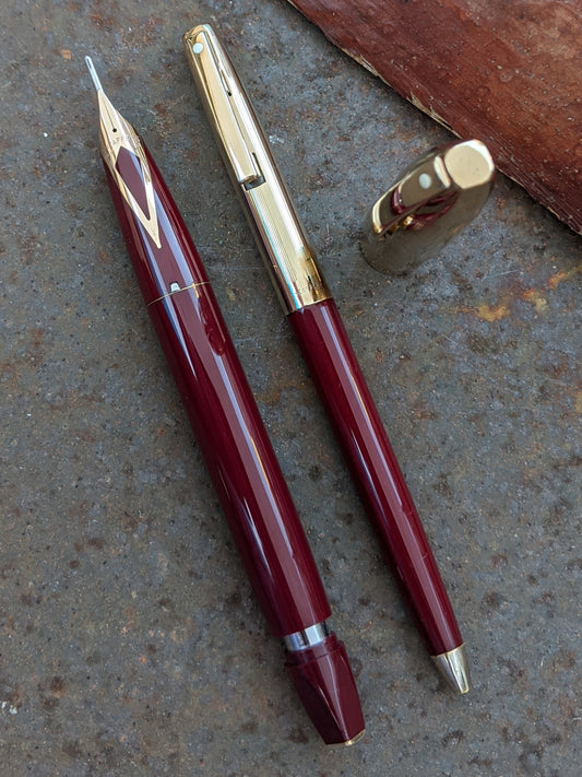Burgundy Sheaffer PFM V set - extra-fine fountain pen and ball point pen