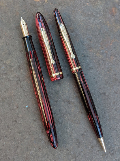 Carmine Sheaffer Balance Craftsman fountain pen & pencil
