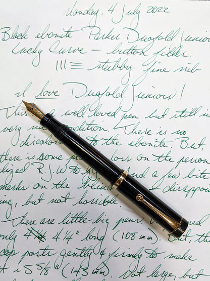 Black Ebonite Parker Duofold Junior Lucky Curve