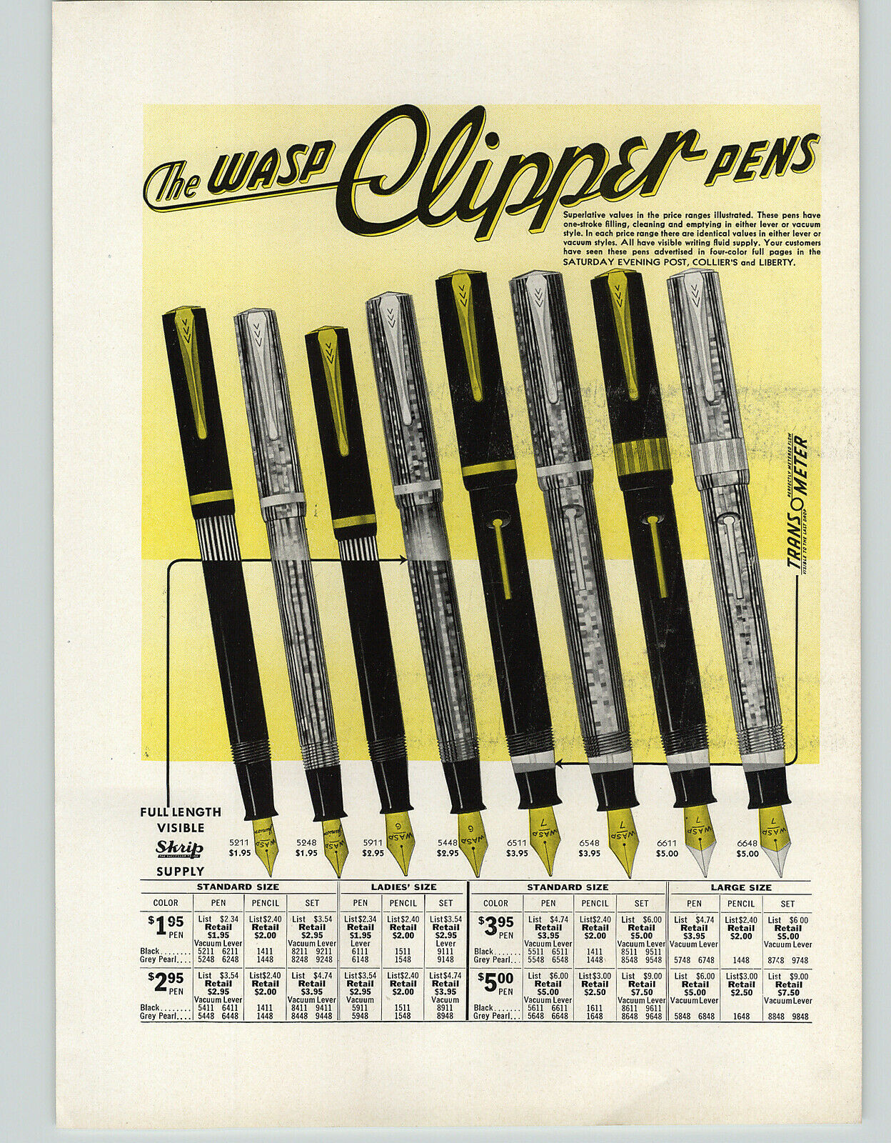 Black WASP Clipper Full Size pen & pencil - stickered