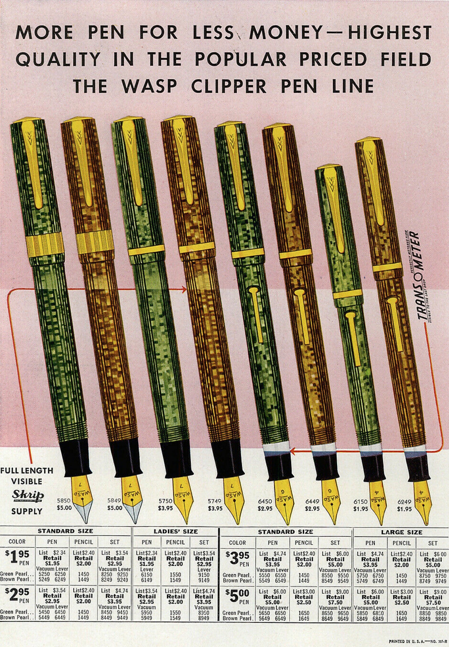 ~1938 WASP The Clipper Vacuum-Fil fountain pens